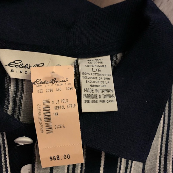 Mens Eddie Bauer Striped Rugby Shirt - Picture 3 of 3
